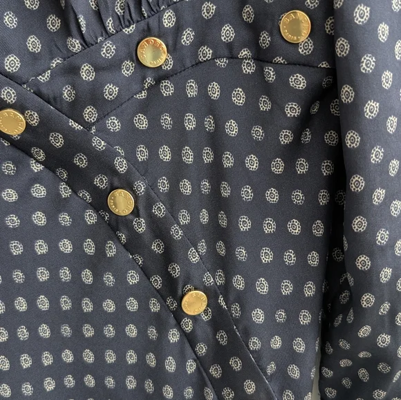 Sandro Midnight Blue Patterned Long Sleeve Dress - Picture 8 of 11